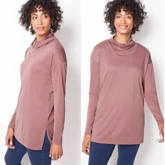 Pure Jill Women's Sand Washed Ribbed Knit Tunic Mauve Size XL - Picture 1 of 8